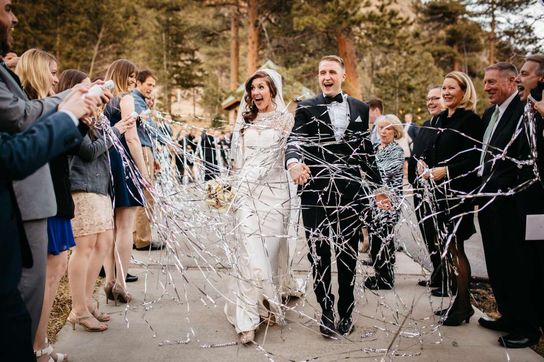 Non Traditional Wedding Reception Exit With Streamers